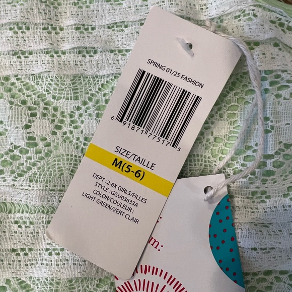 Guess Los Angeles Kids Light Green Spring Easter Dress Size M 5-6. - Picture 8 of 8